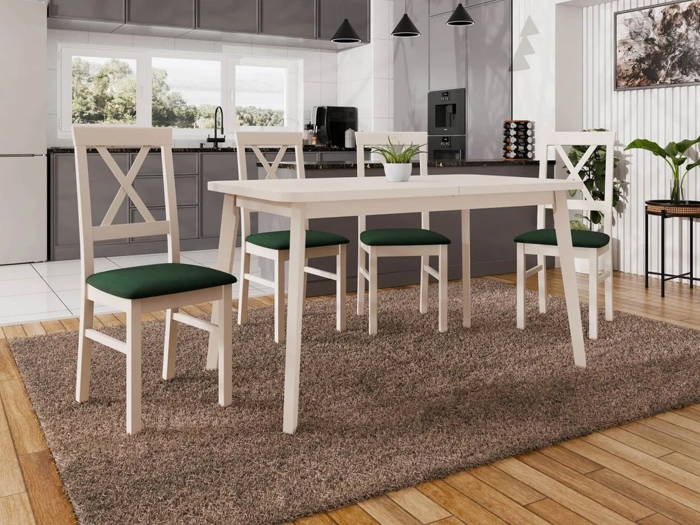 Jedálenský stôl so 4 stoličkami AL27, Morenie: kašmír - L / kašmír, Poťahové látky: Riviera 97