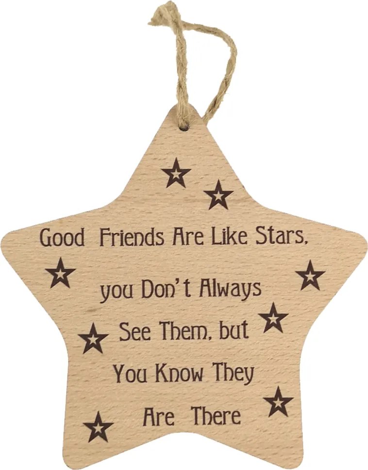 AMADEA Drevená dekorácia hviezda Good Friends Are Like Stars ..16cm