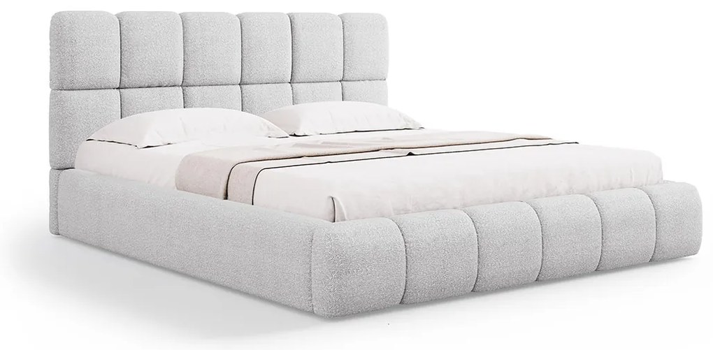 Micadoni Bellis moderná posteľ - Svetlosivá, Bouclé, 140 cm