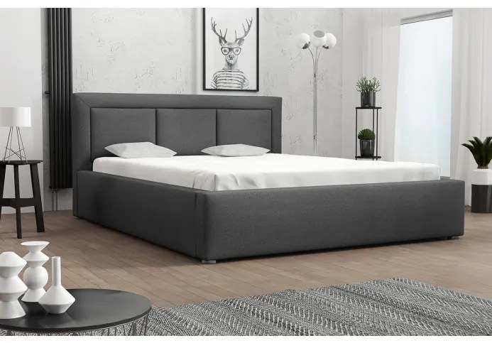 Jednolôžková posteľ s úložným priestorom a roštom 120x200 GOSTORF 3 - tmavá šedá