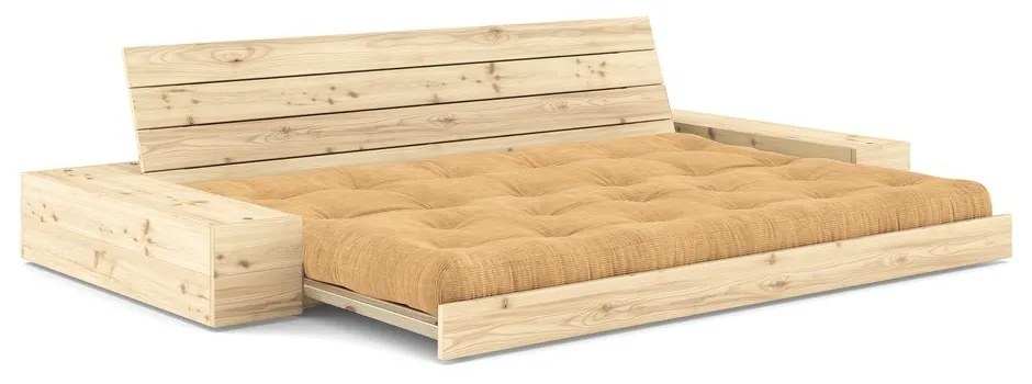 Menčestrová rozkladacia pohovka vo svetlohnedo-horčicovej farbe 244 cm Base – Karup Design