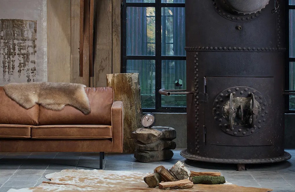 BePureHome Rodeo malá kožená sedačka - Čierna
