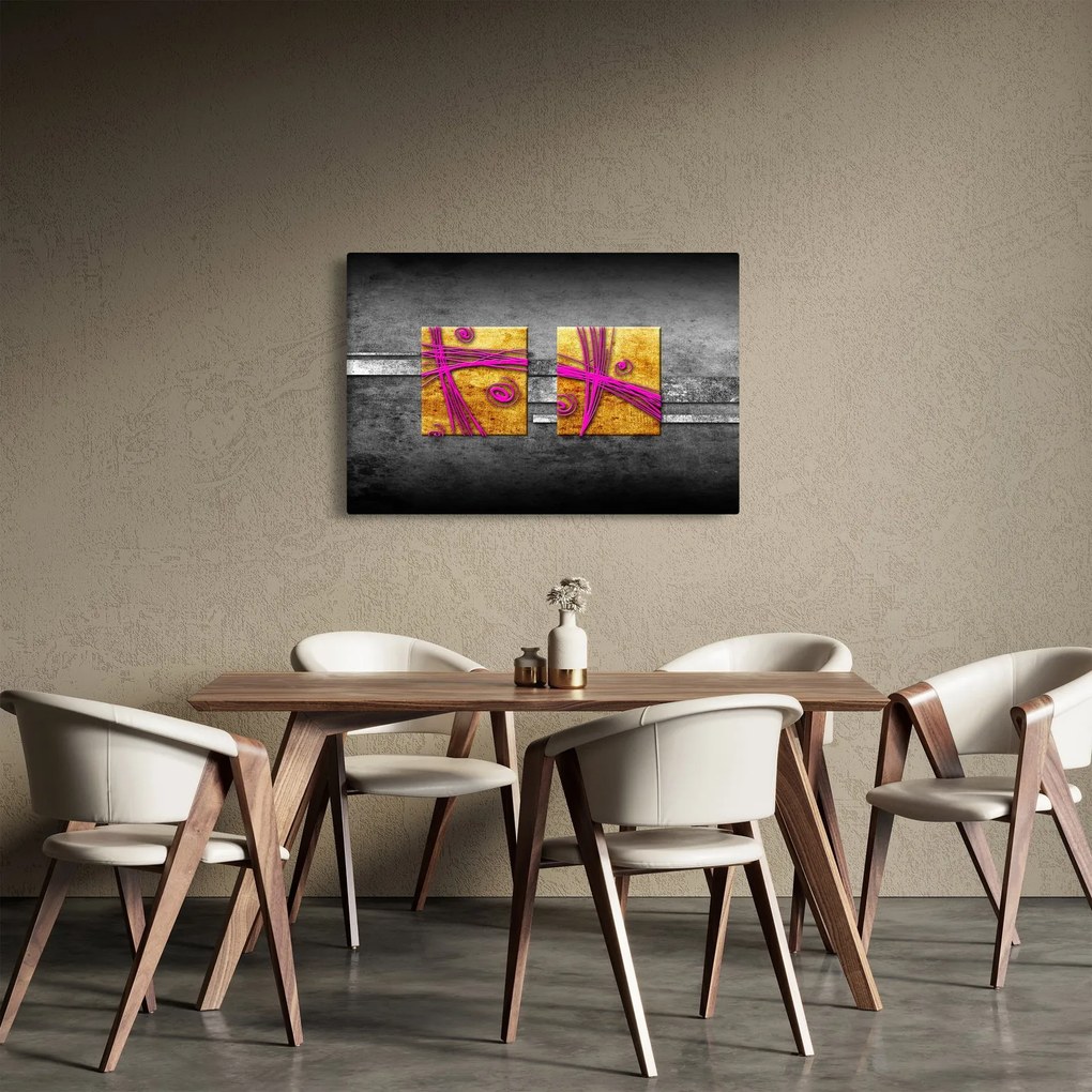 Obraz farebných štvorcov na čiernom pozadí (90x60 cm)