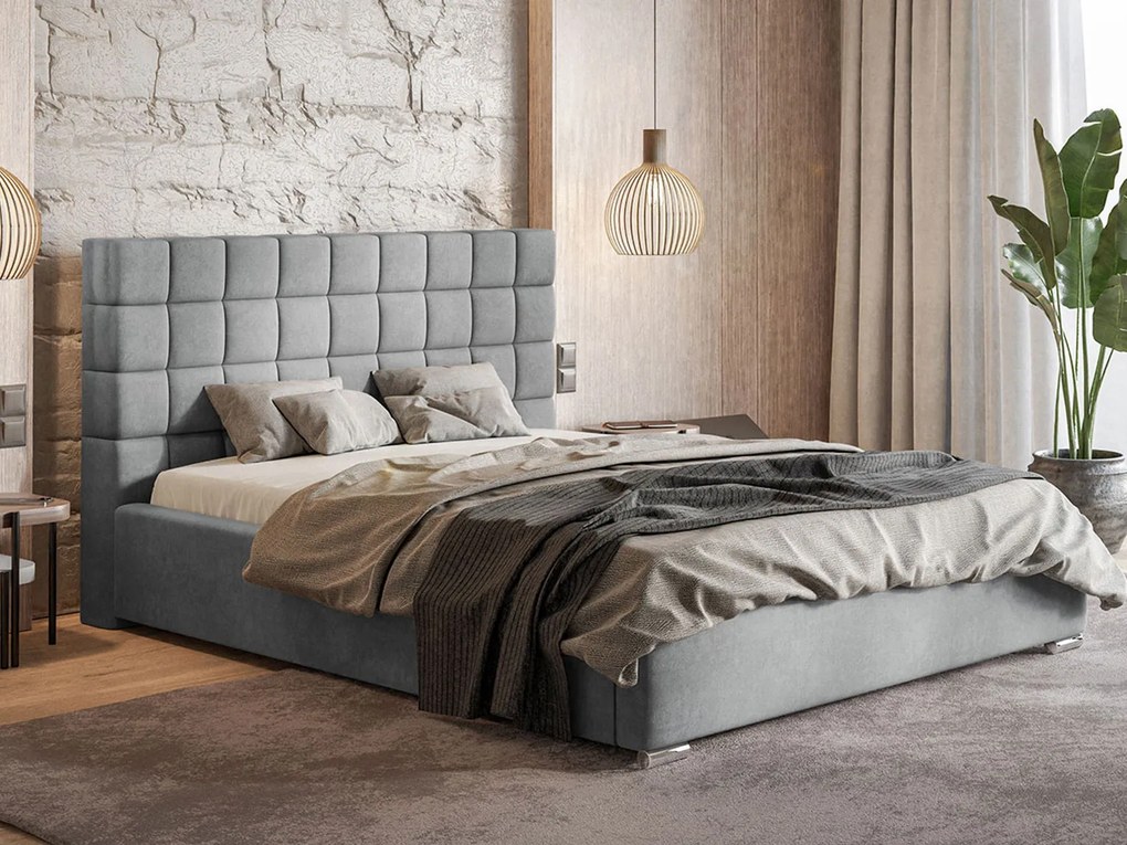 PROXIMA.store - Moderná čalúnená posteľ NOOR ROZMER: 140 x 200 cm, FARBA NÔH: dub