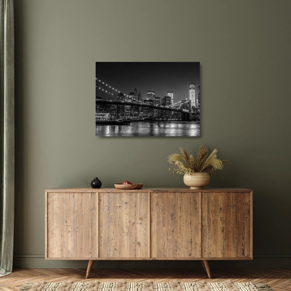 Sklenený obraz Brooklyn mosta v New Yorku (70x50 cm)