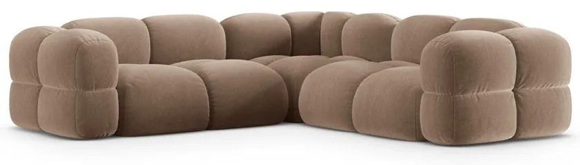 Hnedá zamatová rohová pohovka Loretto – Cosmopolitan Design