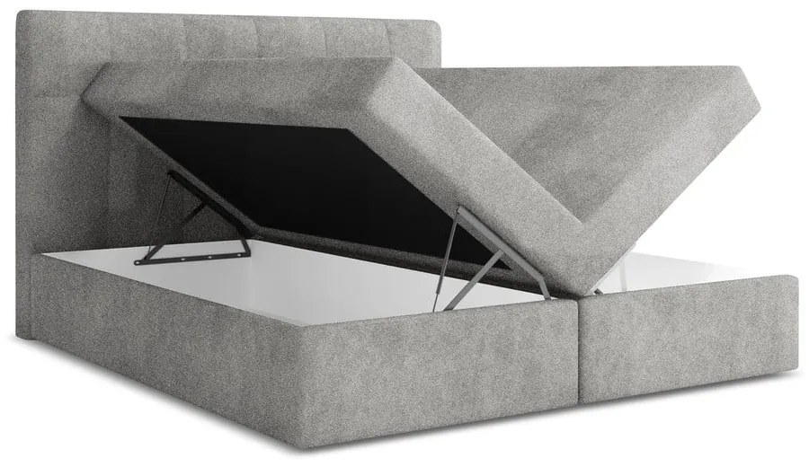 Svetlosivá boxspring posteľ s úložným priestorom 180x200 cm Palta – Makamii