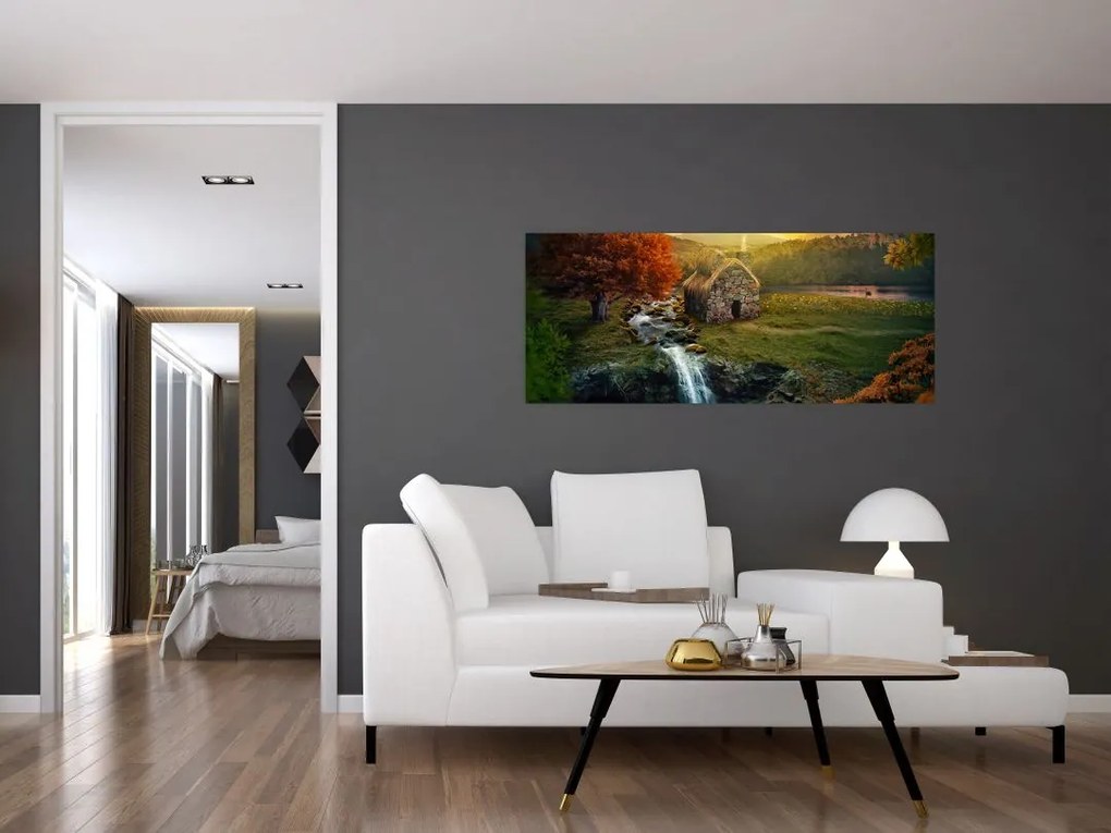 Obraz Chalupku v rozprávkovej krajine (120x50 cm)