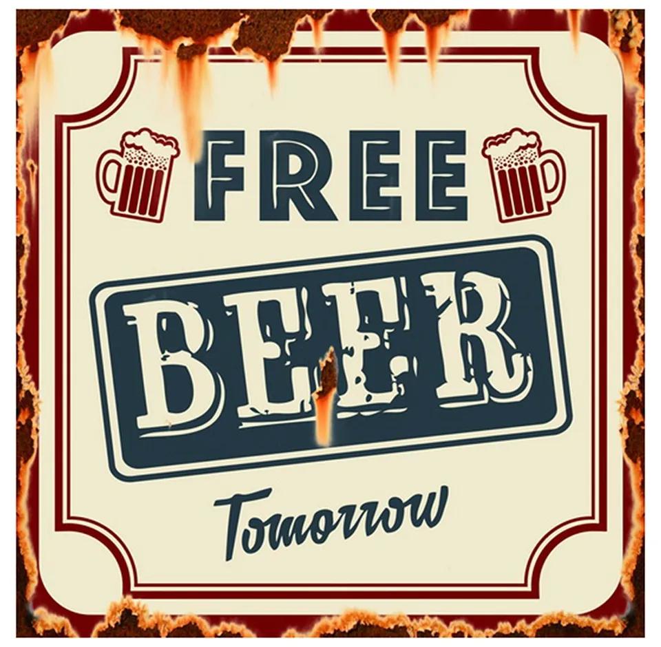 Nástenná kovová ceduľa Free Beer Tomorrow - 30*1*30 cm