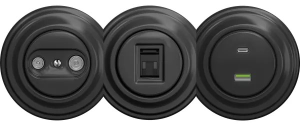 Kliklap - Retro USB zásuvka A+C bez rámika antracit