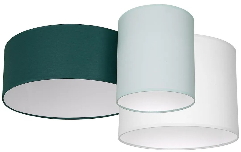 Stropné svietidlo Stan, 3x viacfarebné textilné tienidlo