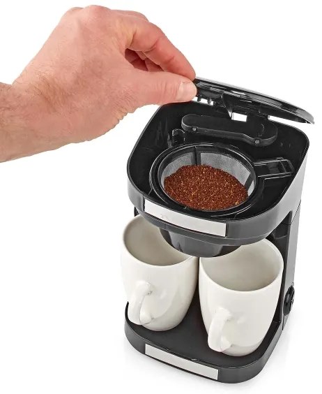 Nedis KACM140EBK - Kávovar pre dve šialky 450W/230V 0,25 l