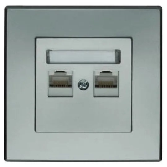 GPK-2L Dvojitá počítačová zásuvka RJ45 strieborná metalíza