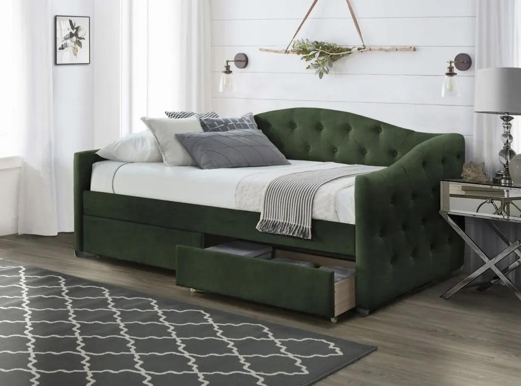 ALOHA bed with drawers, color|: dark green