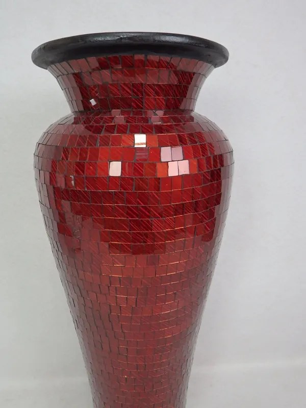 Váza červená DIVA, 80 cm, sklenená mozaika, ručná práca