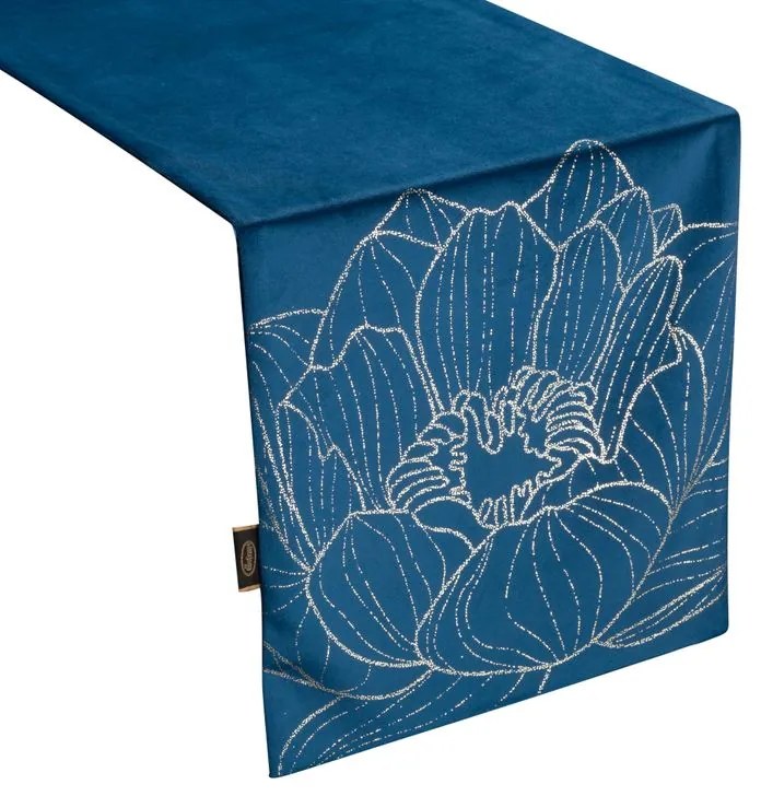 Dekorstudio Elegantný zamatový behúň na stôl BLINK 13 granátovomodrý Rozmer behúňa (šírka x dĺžka): 35x140cm