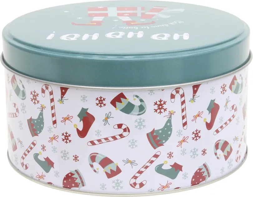 VERK GROUP Sada 3 ks plechových vianočných guľatých boxov X-MASS