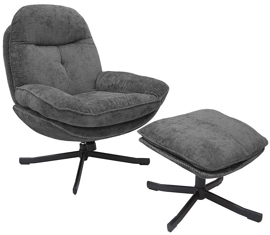 Kreslo Karmen s podnožkou tmavo šedá