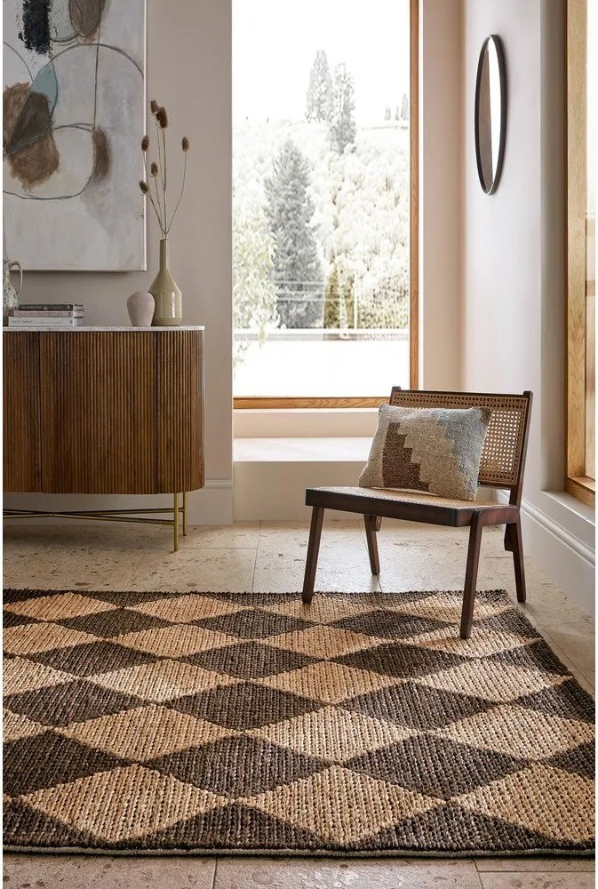 Hnedý/v prírodnej farbe ručne tkaný koberec s prímesou juty 120x170 cm Effie Diamond – Flair Rugs