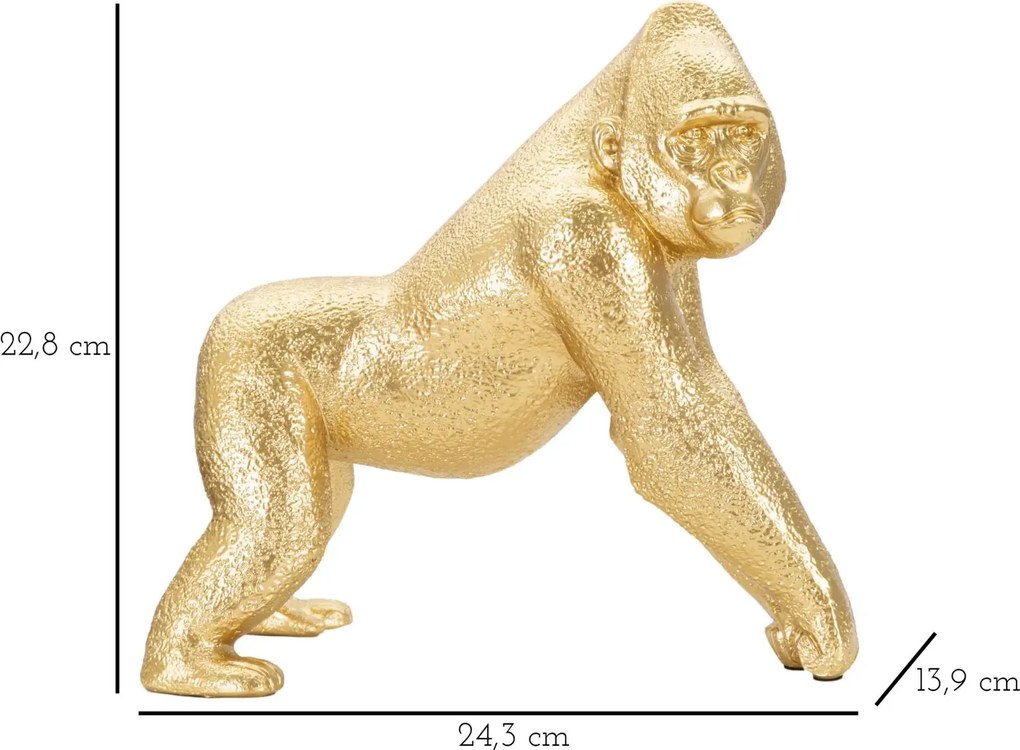 Dekoratívna soška Gorilla Side zlatá