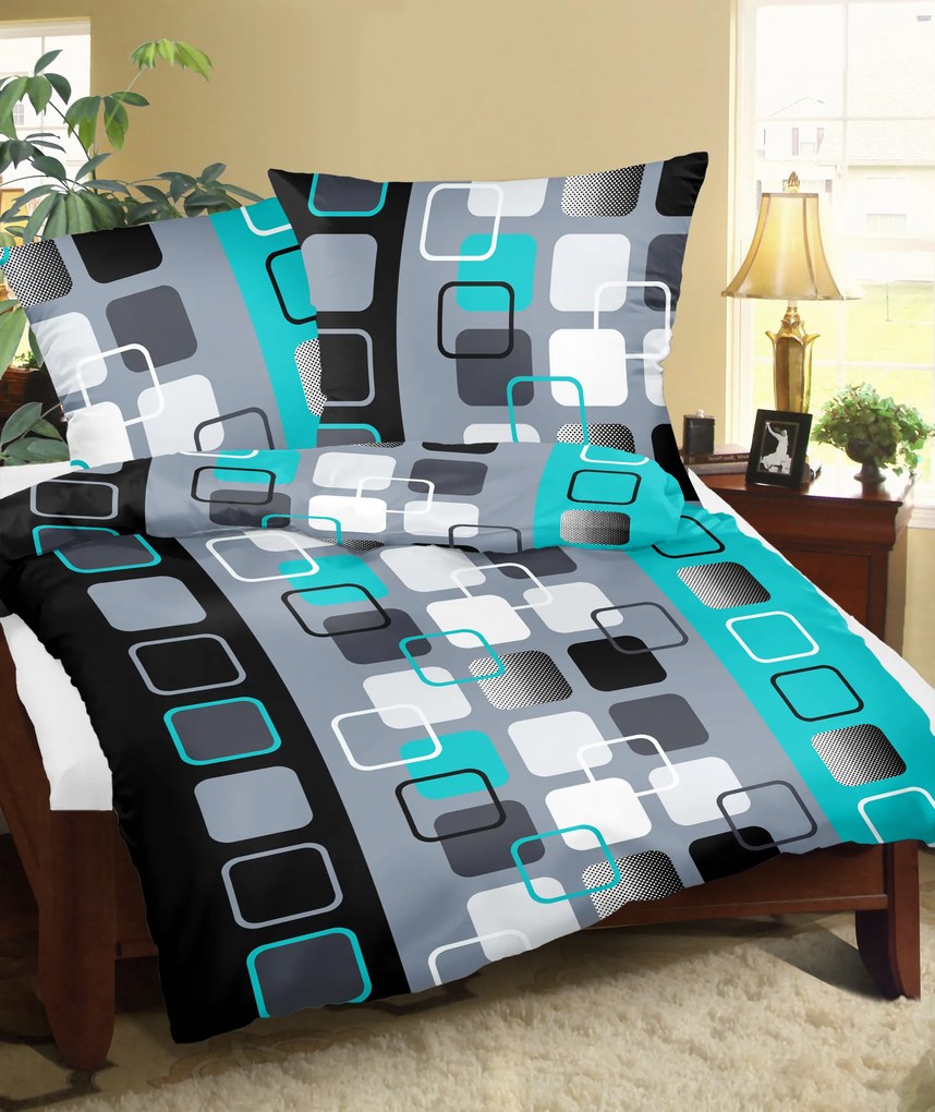 KOCKA MODRÁ bavlnené obliečky DeLuxe Rozmer obliečok: 140x220 cm, Obsah balenia: Set Balenie