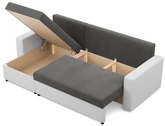 Rohová rozkladacia sedačka LUNA popolová / biela