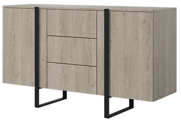 BOGART Komoda Verica 150 cm s tromi zásuvkami FARBA: charcoal / zlaté nožičky