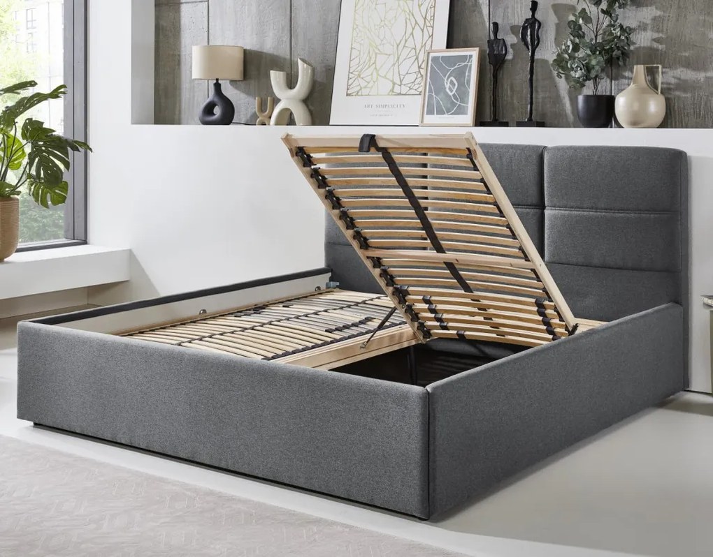 Posteľ Domango 140x200 cm,stredne šedá látka