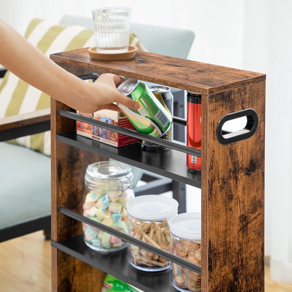 Pojízdný kuchyňský regál Vasagle Tonari 45 cm černý/hnědý