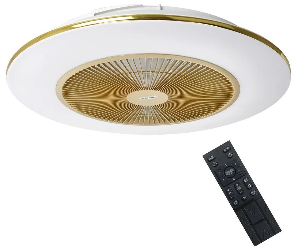Milagro LED Stmievateľné stropné svietidlo s ventilátorom ARIA LED/38W/230V zlatá + DO MI1981