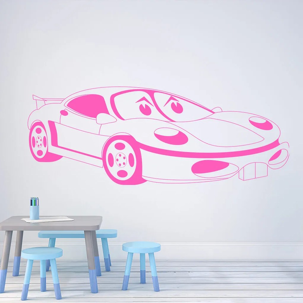 Veselá Stena Samolepka Detské autíčko Porsche Farba: fialová, Veľkosť: 100 x 44 cm