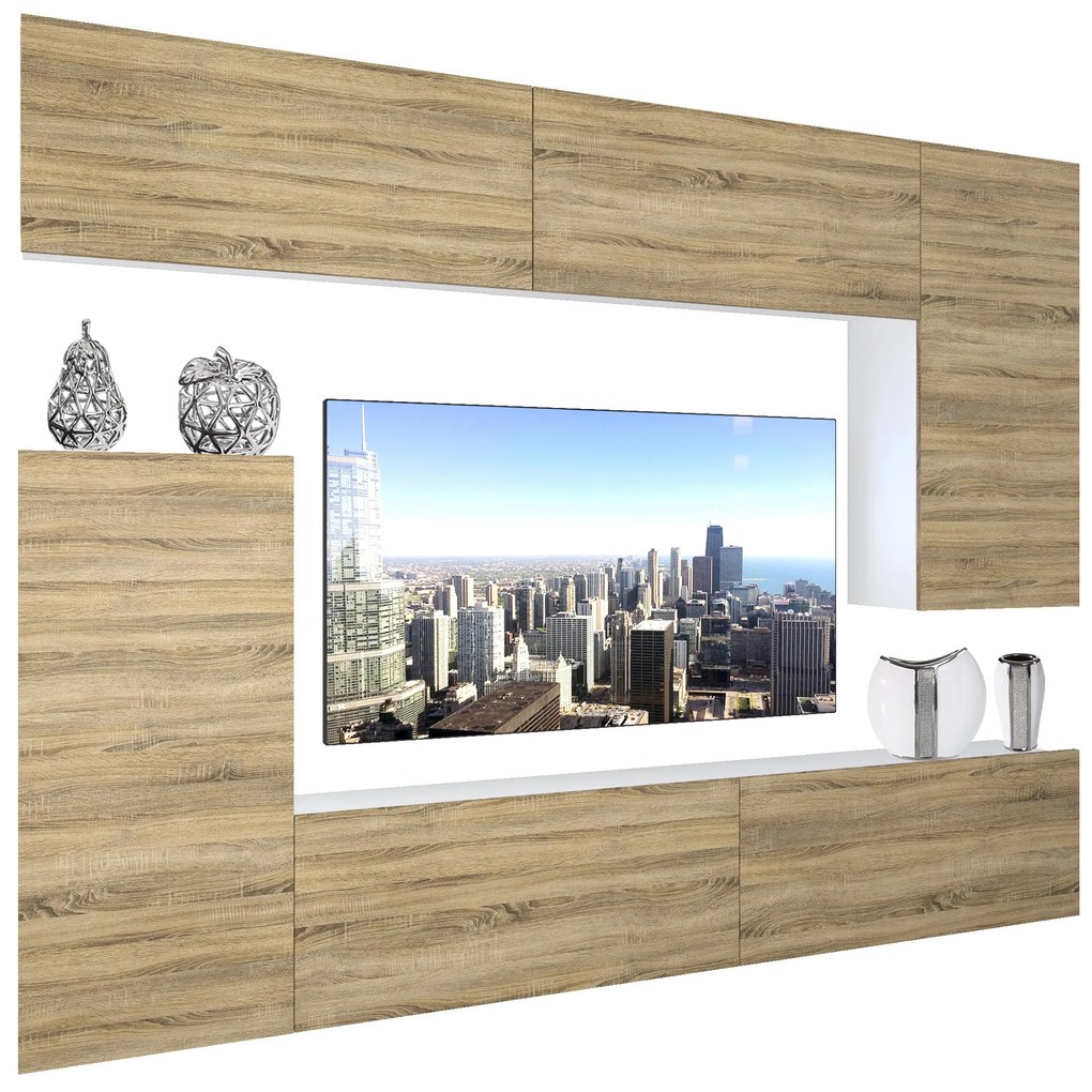 Obývacia stena Belini Premium Full Version dub sonoma + LED osvetlenie Nexum 129