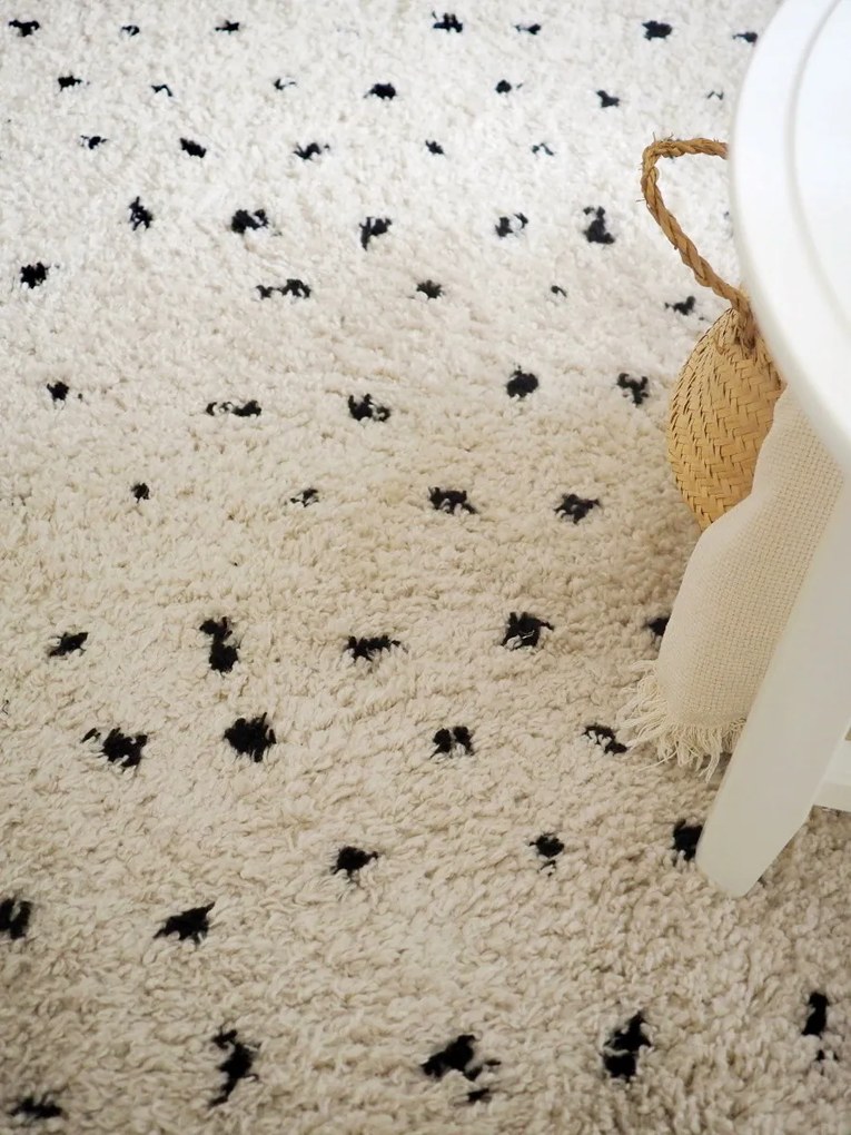 Dywany Łuszczów, Kusový koberec Berber Syla B752 dots cream kruh, 160x160 (priemer) kruh, biela, chodba / predsieň