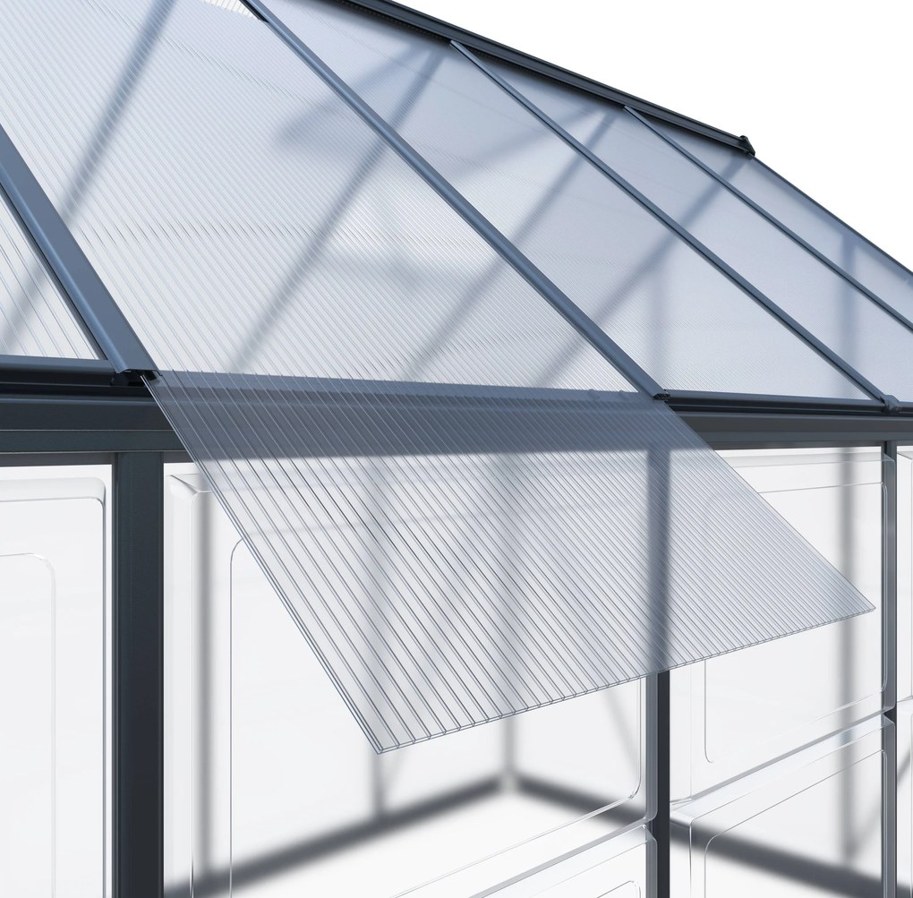 Skleník so základňou BestBerg SH‑9B / 9 m² / 480 × 182 × 208 cm / čierny