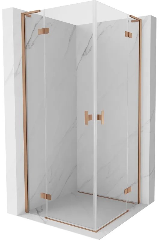Mexen Mist-H L Duo, 2-krídlový sprchový kút 115 x 115 cm, číre sklo, medený matný profil, 8A5L-115L-115P-65-00