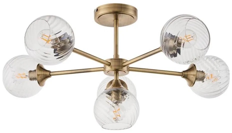 Endon 103171 - Luster na tyči ALLEGRA 6xE14/7W/230V mosadz/číra