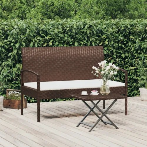 vidaXL Záhradná lavička s vankúšmi hnedá 105 cm polyratan-