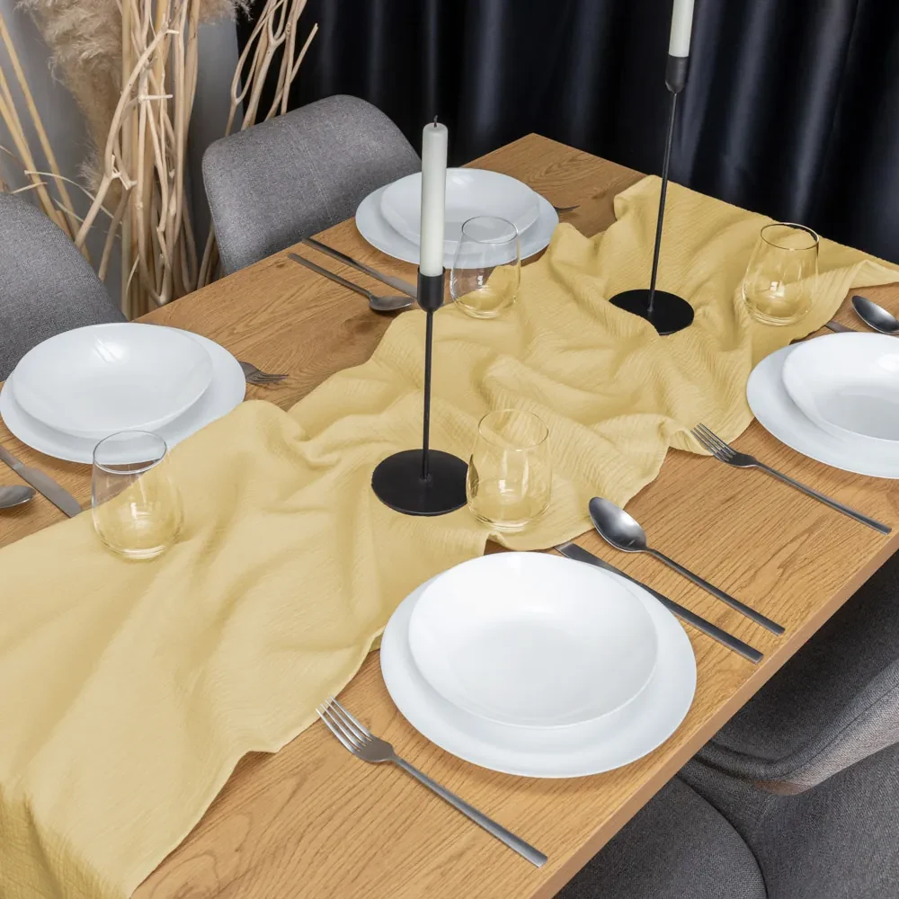 Biante Mušelínový behúň na stôl MSN-003 Pastelovo žltý 35x160 cm