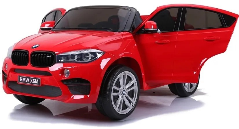 LEAN CARS Elektrické autíčko - BMW X6M - nelakované - červené - dvojmiestne motor- 2x120W - batéria12V10Ah - 2023