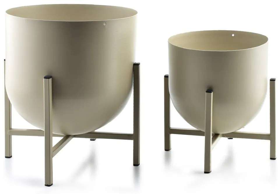 Súprava 2 kvetináčov na stojane SWEN I béžová
