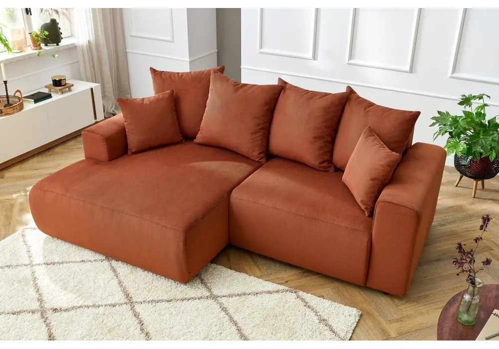 Oranžová zamatová rohová pohovka Enjoy – Bobochic Paris