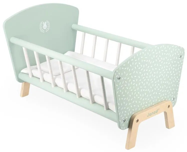 Drevená postieľka pre bábiku s perinkou a vankúšikom - Zen