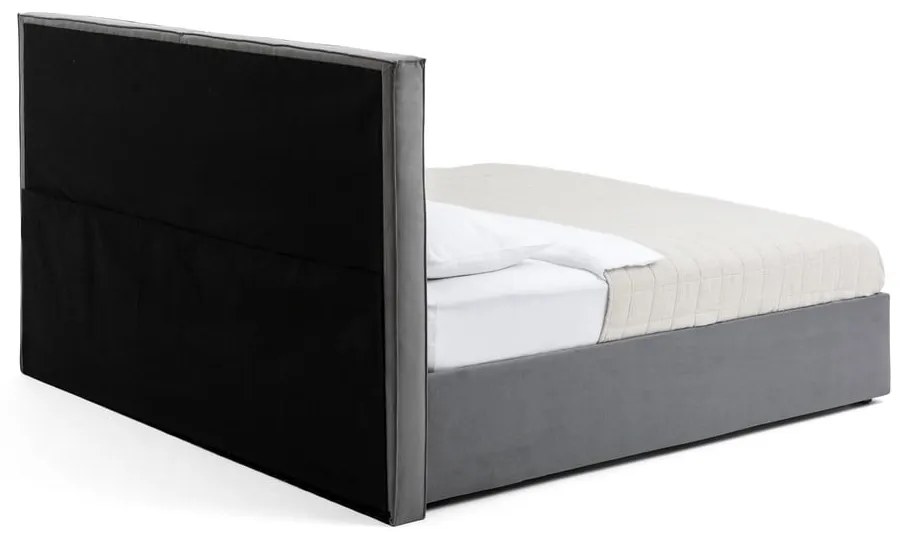 Sivá čalúnená dvojlôžková posteľ s úložným priestorom s roštom 180x200 cm Thessa Bold Line – Bonami Selection