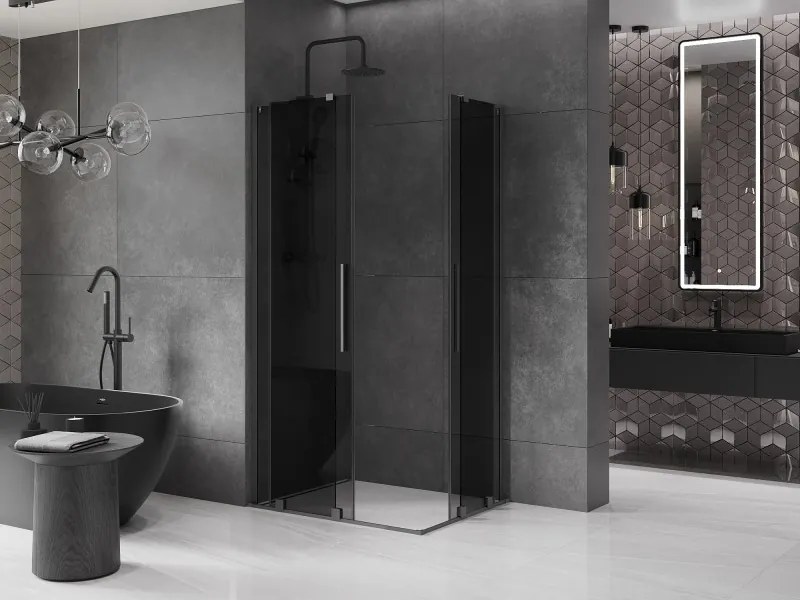 Mexen Velar L Duo, sprchový kút s posuvnými dverami 100 x 90 cm, 8mm šedé sklo, brúsený grafit, 871-100-090-02-43-95