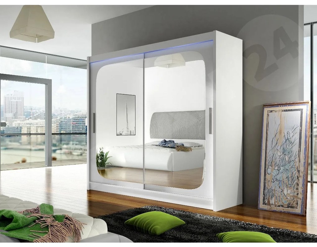 Skriňa London VIII, Farby: kašmír, Osvetlenie: osvetlenie LED RGB - farebné