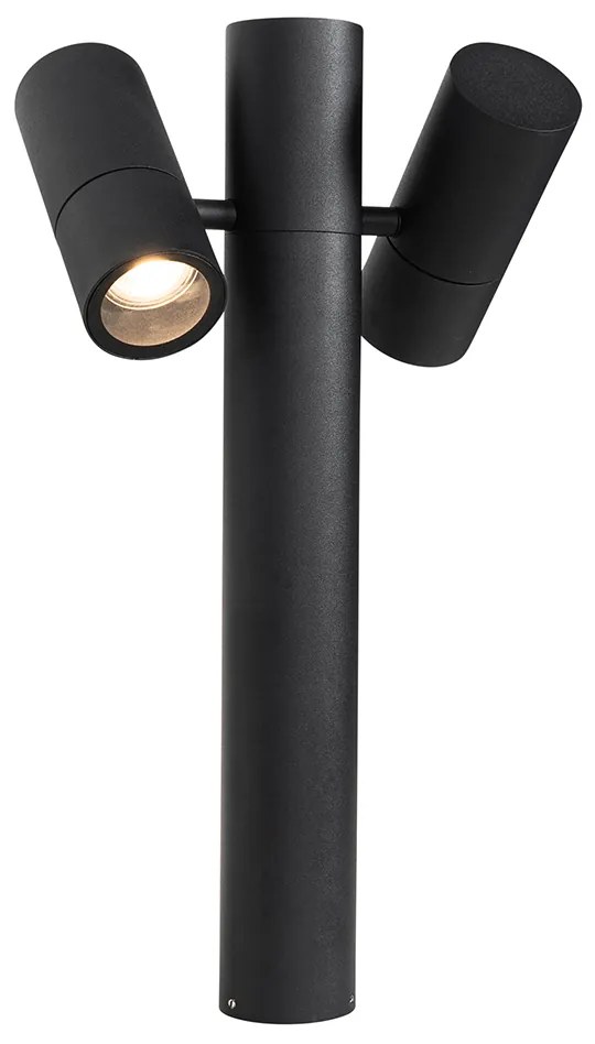 Stojaca vonkajšia lampa čierna 50 cm 2-svetlá nastaviteľná - Duo
