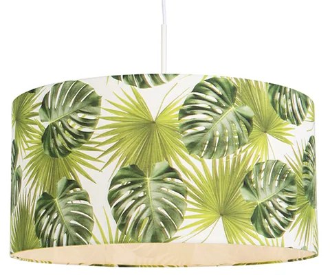 Botanické závesné svietidlo biele s tienidlom s listami 50 cm - Combi 1