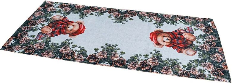 Obrus Vianočný macko v ihličí 40 × 90 cm