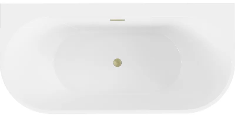 Mexen Oval+, voľne stojaca vaňa ku stene 170 x 80 cm, biela lesklá, zlatý matný prepad, 52681708000-55