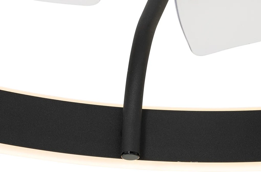 Stropný ventilátor čierny 70 cm vrátane stmievateľnej LED s diaľkovým ovládaním - Maddy